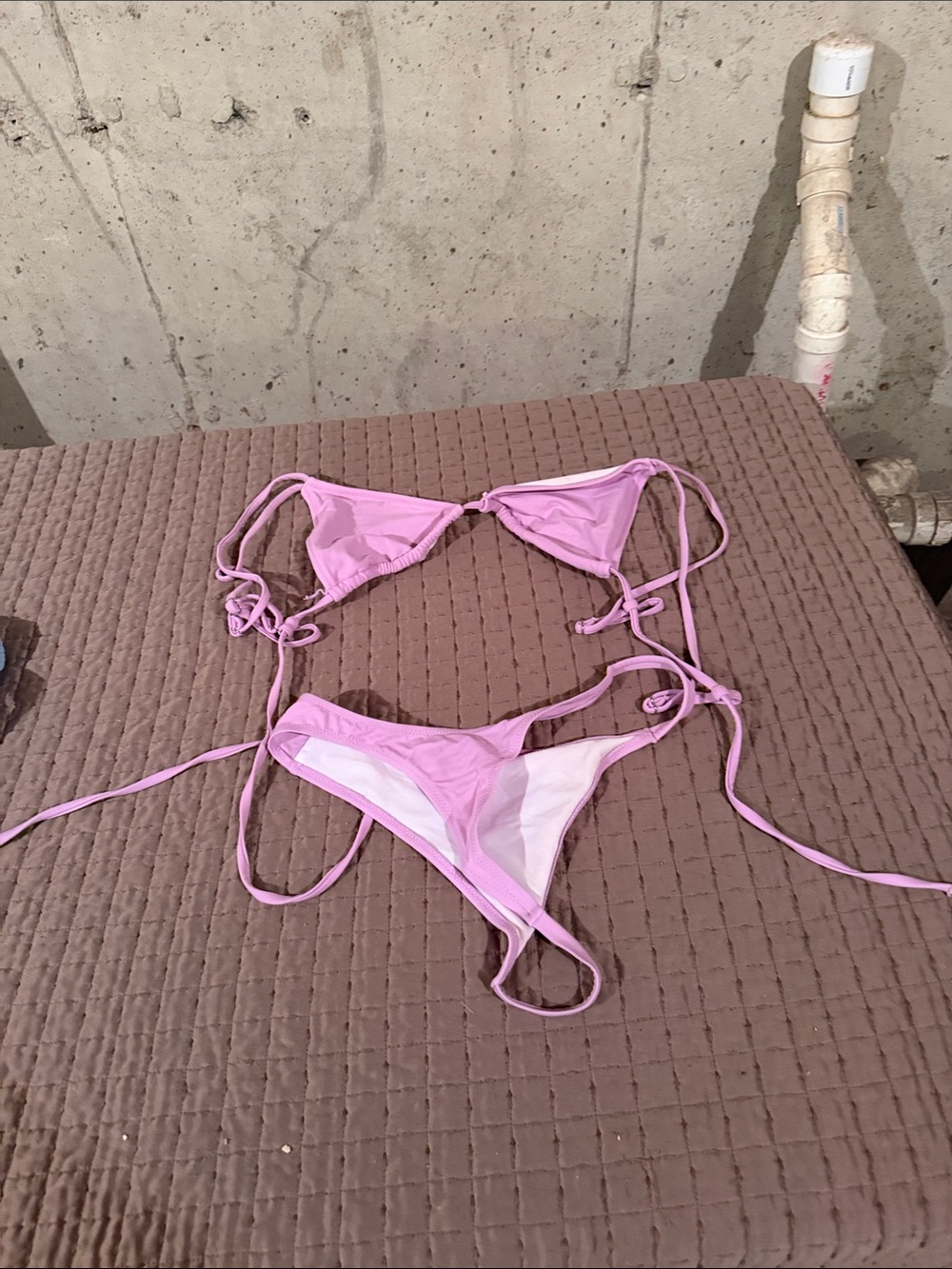 Women's Pink Triangle String Bikini Top and Bottom